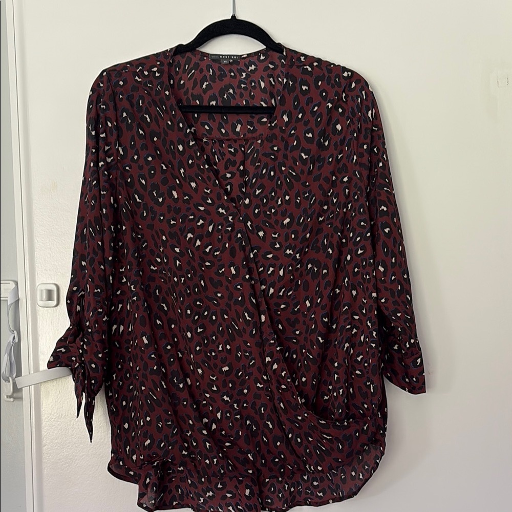 Chic Leopard Print Wrap Top in Red and Black